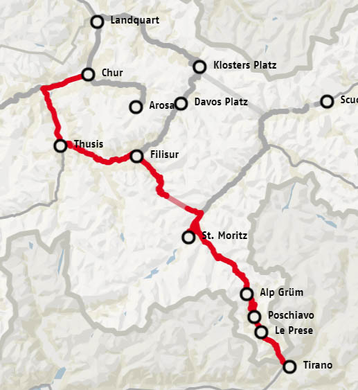 Bernina Express Train Route Map