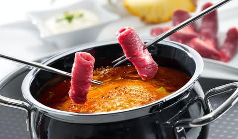 Meat fondue preparation