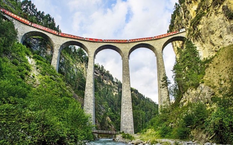 The 136-metre Landwasser Viaduct